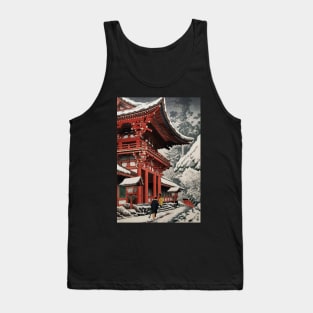 Snowy temple in Kyoto - Japanese Vintage Art Tank Top